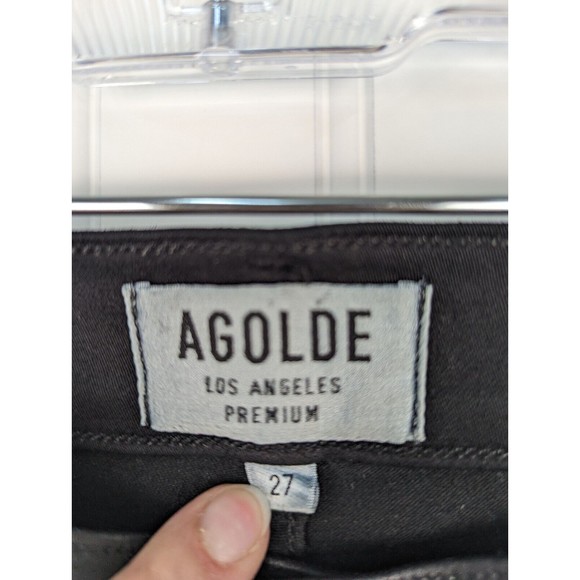 Agolde Womens Waxed Jeans Shiny Black Stretch Denim Size 27‎ Biker Party Stylish - Picture 4 of 13